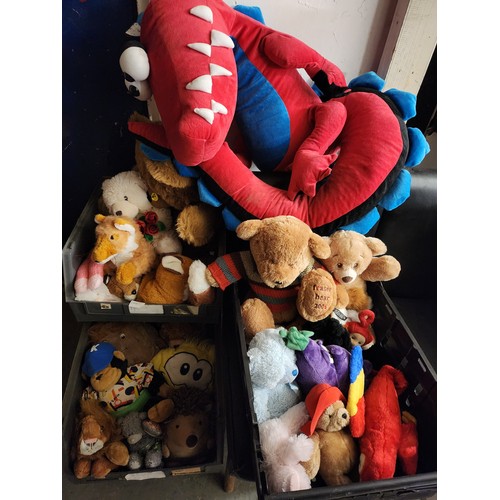 1796C - Very large collection of teddy's and soft toys including huge Dragon, Paddington bear and Kevin the ... 