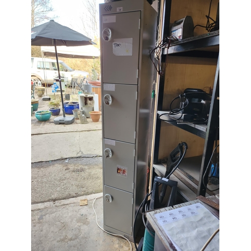 120 - Tall metal locker 30cm wide, 180cm tall, 30cm deep.with keys, as new