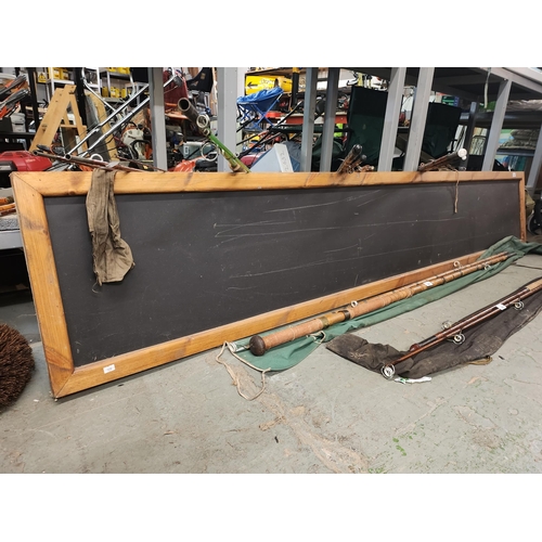 489 - Very large wooden framed chalkboard display from pub clearance