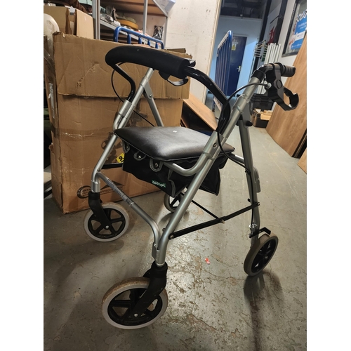 491 - boxed new 4 wheeled mobility walker with seat