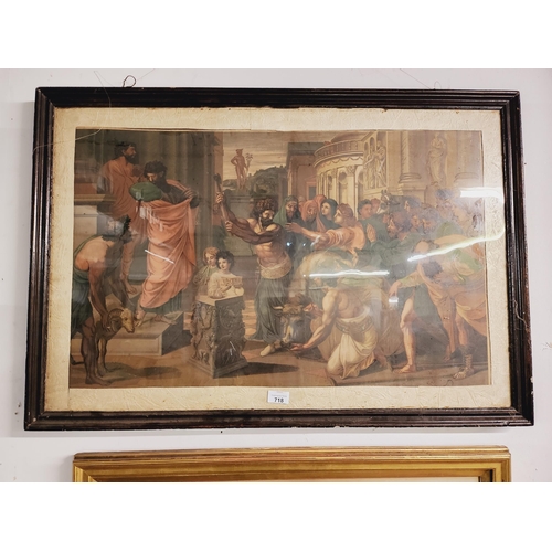 718 - Large framed and glazed print Raphael the Sacrifice at Lystra