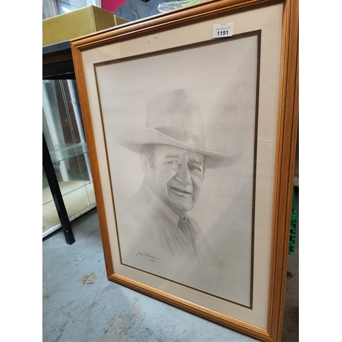 1191 - Large pencil sketch print of John Wayne