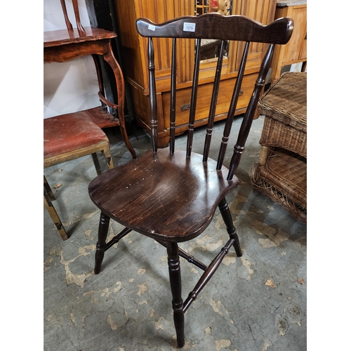 1276 - Antique oak spindled back chair, excellent condition