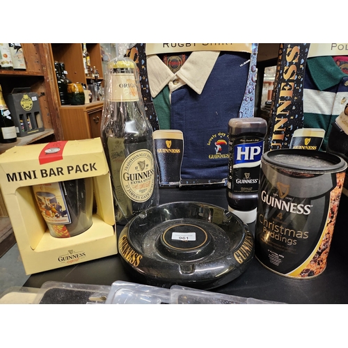961 - Collection of Guinness ephemera including glasses and ashtray