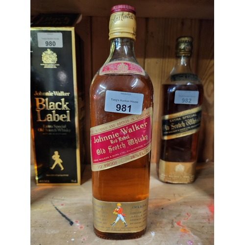981 - Vintage bottle with contents unopened Johnnie Walker red label