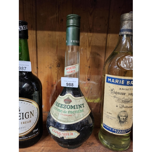 988 - Vintage bottle with contents unopened Freezomint Creme de menthe