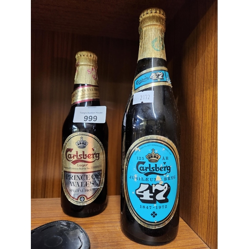 999 - 2 vintage bottles of beer, one special brew and Carlesberg 47