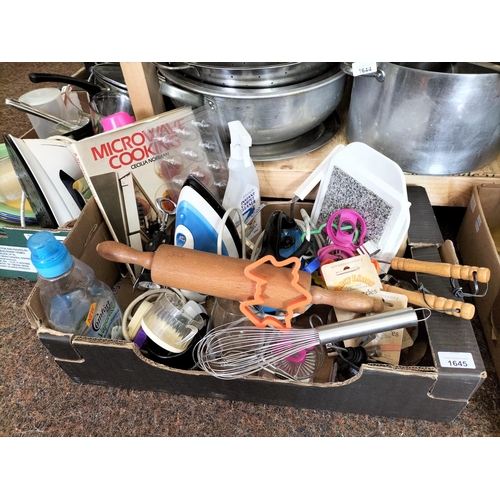 1645 - Collection of items including rolling pin, iron, cookie cutters and icing nozzles