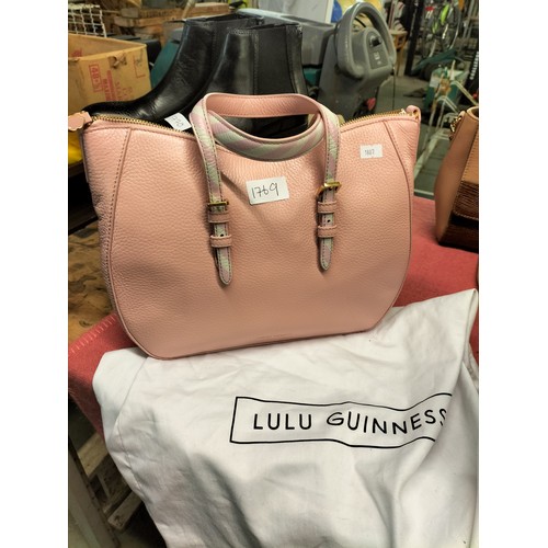 1769 - Like new, LULU GUINNESS candyfloss pink gorgeous handbag with shoulder strap, comes with dust bag.