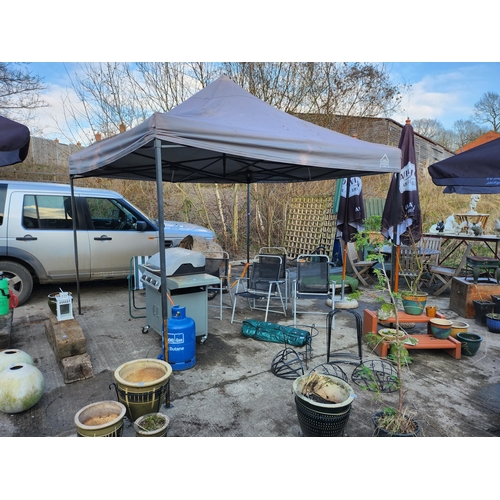 19 - Large fold out Gazebo  metal and grey canvas 3 mtr x 3 mtr