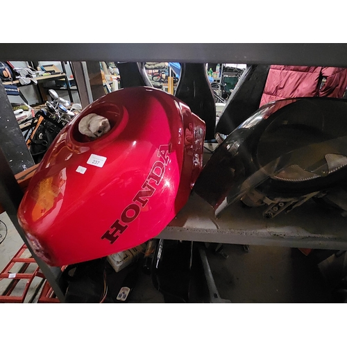 237 - Honda motorcycle petrol tank red and fly screen