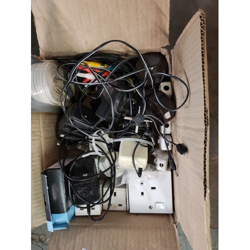 334 - Box of various plugs and chargers