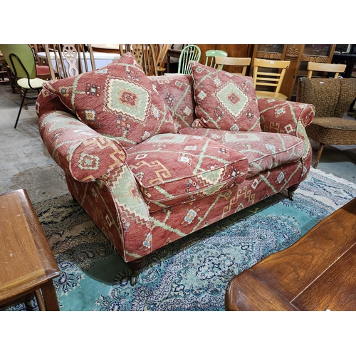 1241 - Lovely Aztec style 2 seater sofa on castors. Very comfy with washable cushions. Approx 160cm width, ... 