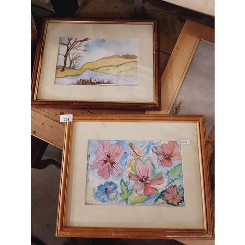 704 - 2 x framed original water colours