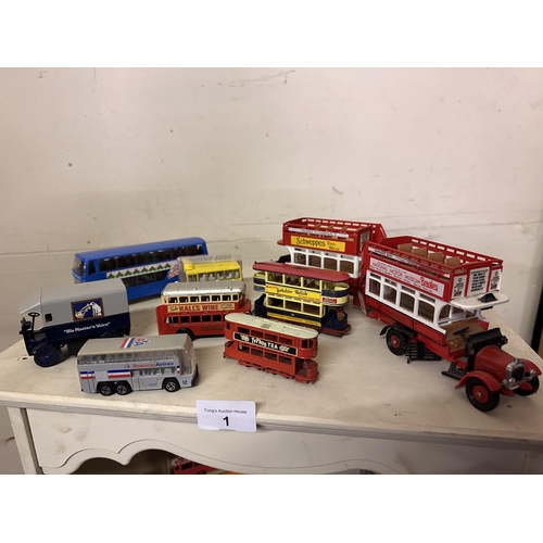 1 - Collection of model vehicles including Schweppes, His Masters Voice, American Airlines and Typhoo Te... 