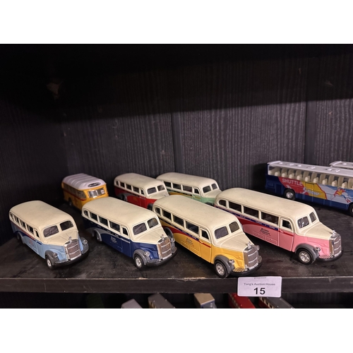 15 - Collection of die cast Euro Coach models in various colours