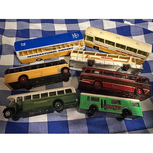 22 - Collection of die cast coaches and buses including IBERIA, East Midland, Lincolnshire and Circus