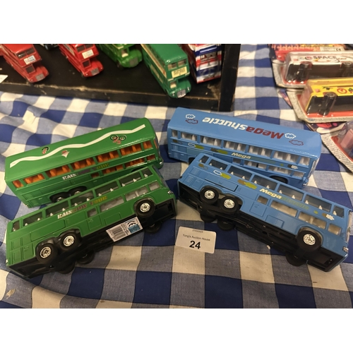 24 - Collection of four model buses including two Rainbow Tour and two Mega Shuttle