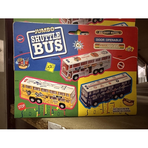 35 - Three boxed Classis Toys Free Wheel Jumbo Shuttle Bus die cast models in designs including Fresh and... 