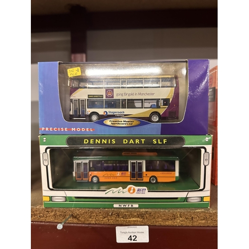 42 - Two boxed model buses including Stagecoach Creative Master Northcord Ltd Manchester UKBUS 1008 Alexa... 