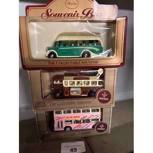 49 - Three 'The Collectable Souvenir' model buses including Steam Rail, A Place to Remember Jersey and A ... 