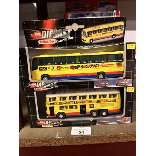 54 - Two Dickie Die Cast Action Cars Shuttle Buses model number 3315568   including 28K City n Bus Shoppi... 