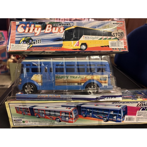 57 - Collection of three model buses including Surmount City Bus 0576 thunderbolt 3000 model number 9968,... 