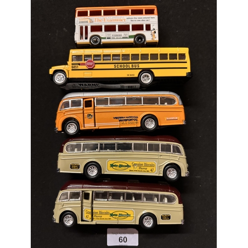 60 - Collection of five model buses including The Examiner, School Bus 6851, Western National Transport C... 