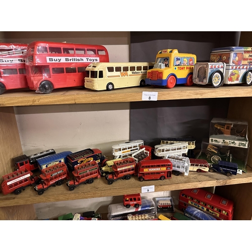 9 - Collection of model die cast vehicles including buses and carriages from John West, Liverpool F.C, D... 