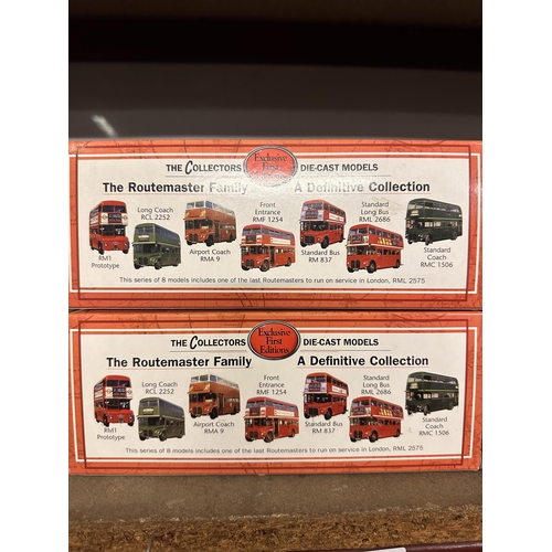 43 - Two boxed 1:76 scale die cast Exclusive First Edition Route Master Series model buses including RMF ... 