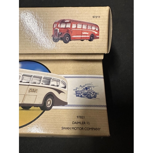 135 - Two boxed Corgi model buses including Leyland Tiger Bartons model number 97211 and Diamler 1/2 Swan ... 