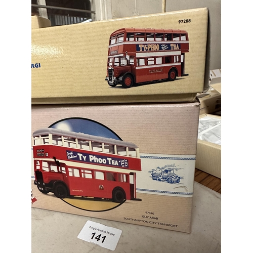 141 - Two Corgi Typhoo Tea model buses including 90th Anniversary of The Yorkshire Woollen District Transp... 