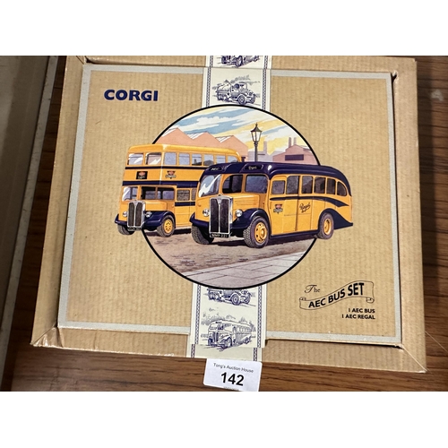 142 - Corgi boxed AEC Southall Bus Set two pack including an AEC Bus and AEC Regal