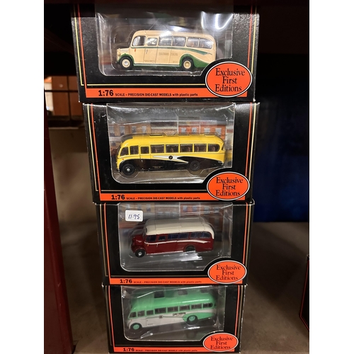 261 - Collection of four Gilbow Exclusive First Editions 1:76 scale die cast model buses including Bedford... 