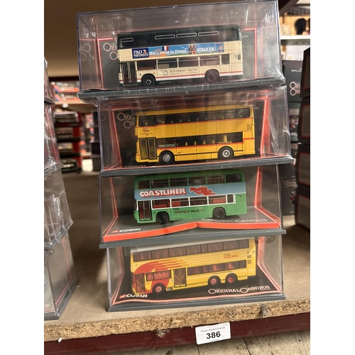 386 - Collection of four Corgi The Original Omnibus Company die cast model buses including Leyland Olympia... 