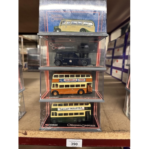 390 - Collection of four Corgi The Original Omnibus Company die cast model buses including Cowie Bedford O... 