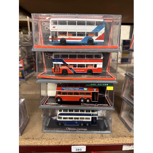 393 - Collection of four Corgi The Original Omnibus Company die cast model buses including Leyland Olympia... 