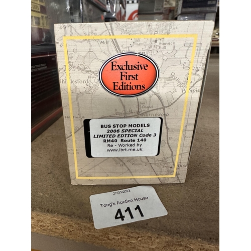 411 - Exclusive First Editions LBRT 1:76 scale die cast bus stop models 2006 special limited edtion Code 3... 