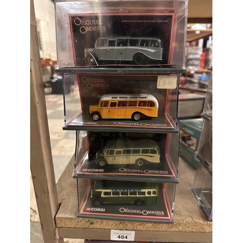 484 - Collection of four Corgi The Original Omnibus Company die cast models including Bedford OB Coach Sea... 