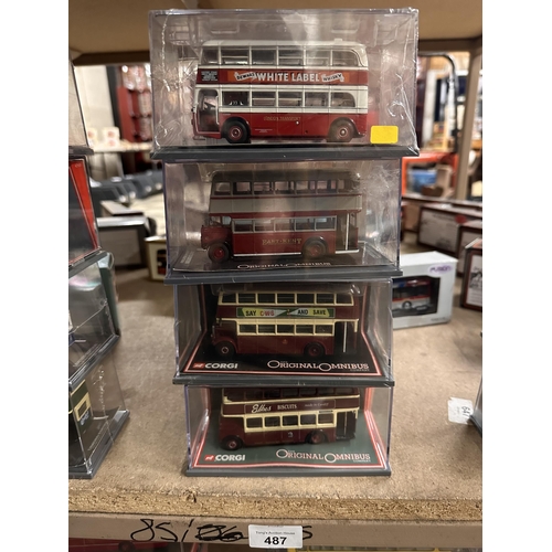 487 - Collection of four Corgi The Original Omnibus Company die cast models including AEC Q Double Deck Bu... 