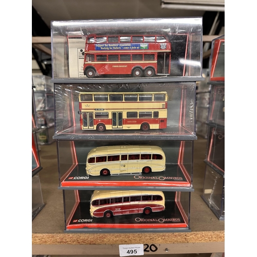 495 - Collection of four Corgi The Original Omnibus Company die cast models including Q1 Trolleybus London... 