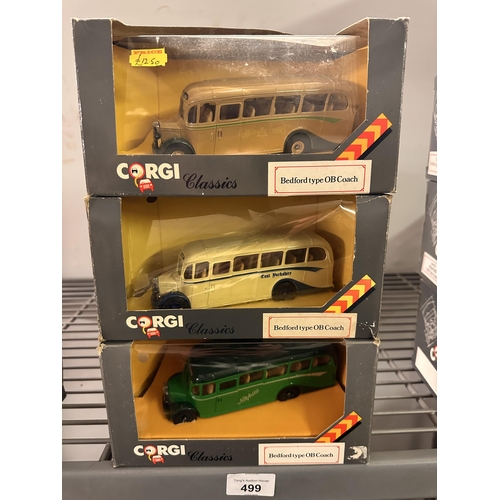 499 - Collection of three Corgi Classics die cast Bedford type OB Coach models including model numbers C94... 