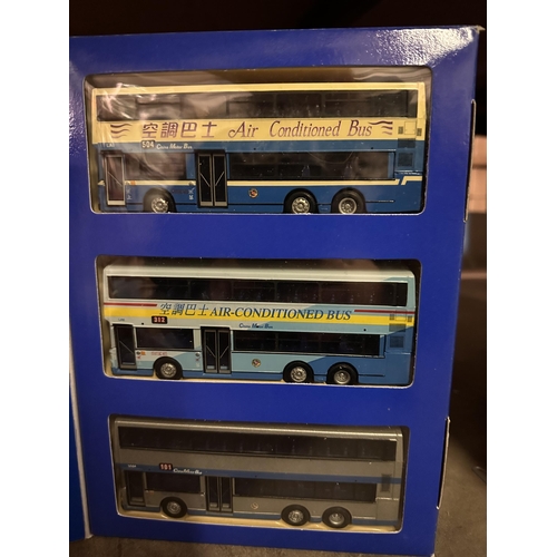 535 - Corgi China Motor Bus Olympian Story three pack die cast model bus gift set including LA1 Leyland Ol... 