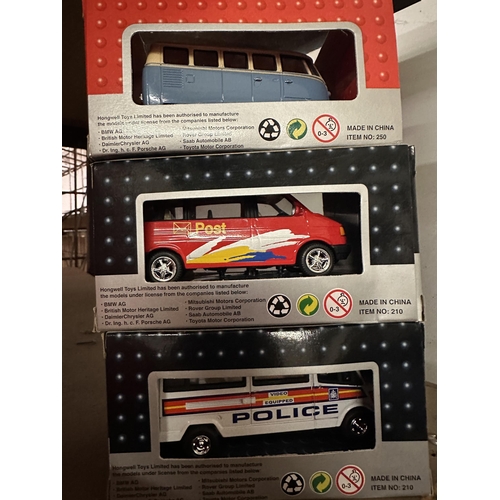 550 - Collection of three Cararama die cast model vans including Campervan model number 250, BMW AG Post v... 