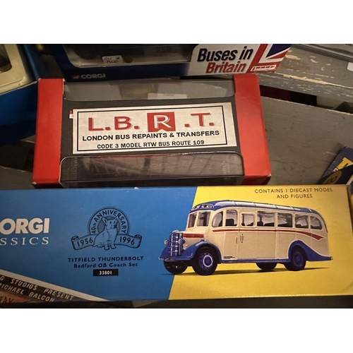 582 - Two die cast model buses including Corgie The Original Omnibus Company LBRT Code 3 Model RTW Typhoo ... 