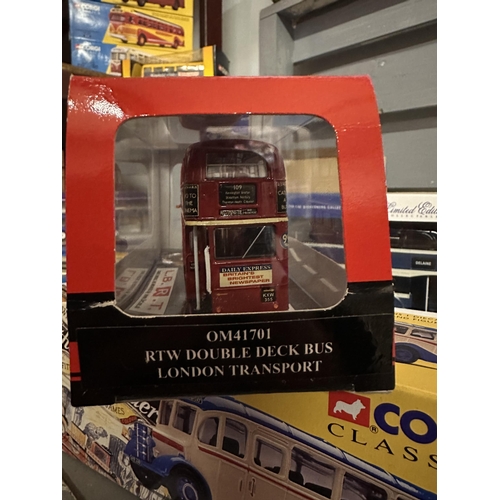 582 - Two die cast model buses including Corgie The Original Omnibus Company LBRT Code 3 Model RTW Typhoo ... 