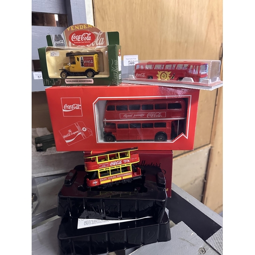 586 - Collection of Coca-cola die cast model vehicles including Matchbox Special Edition Coca-Cola Tram, M... 