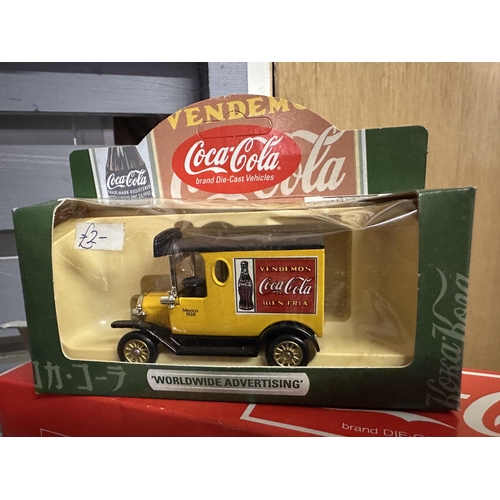 586 - Collection of Coca-cola die cast model vehicles including Matchbox Special Edition Coca-Cola Tram, M... 