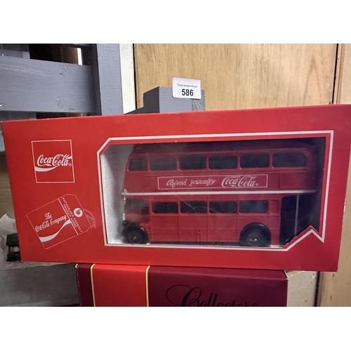 586 - Collection of Coca-cola die cast model vehicles including Matchbox Special Edition Coca-Cola Tram, M... 