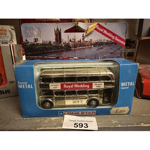 593 - Lone Star die cast Royal Wedding 29 July 1981 double decker model bus